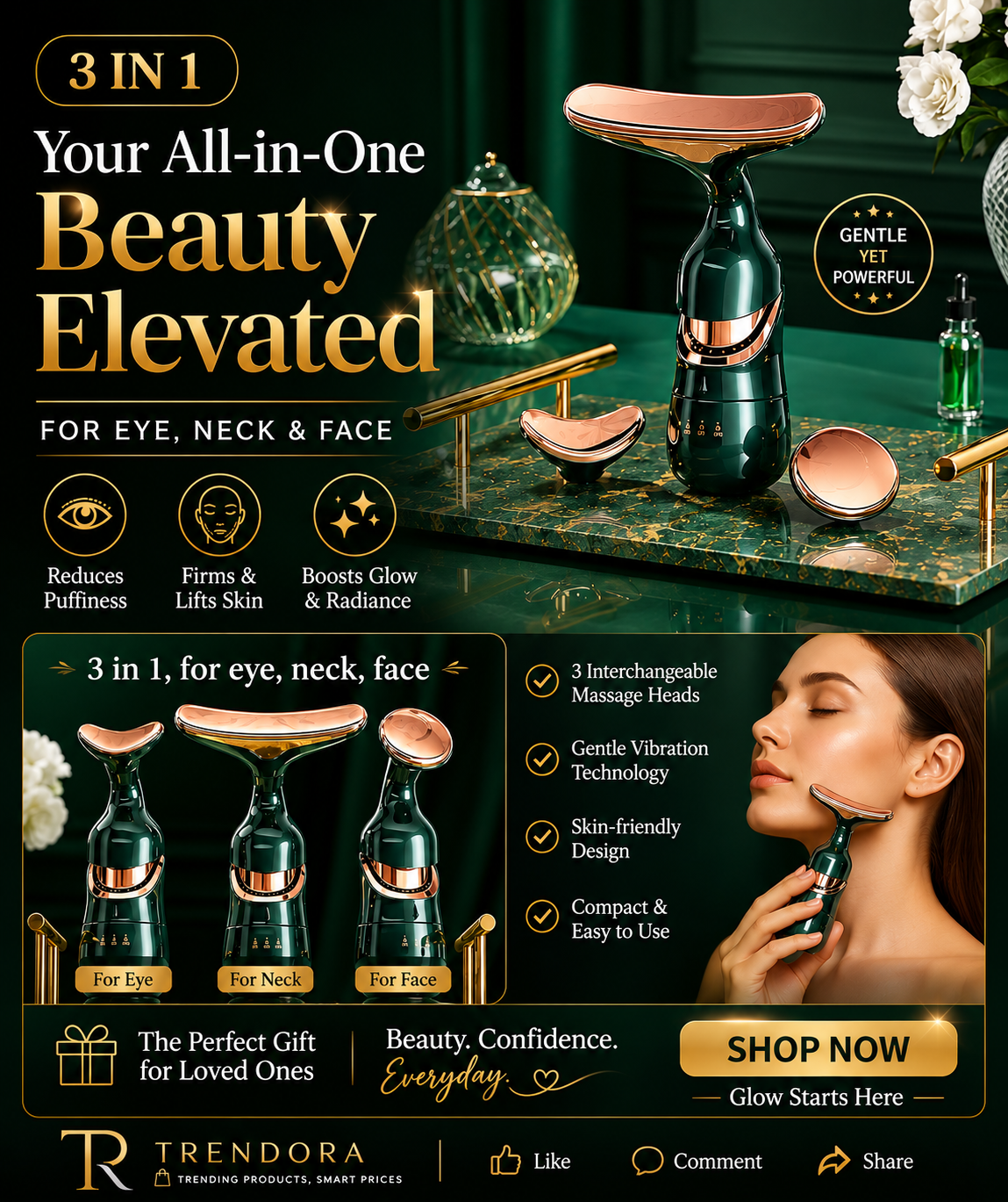 3 in 1 Anti Wrinkles Face Neck Eyes Massager